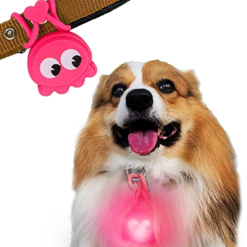 LaRoo Sicherheits LED Blinklicht für Hunde, Katzen, LED Licht Leuchtanhänger Schlüsselanhänger 3 Blinkmodis Sicherheitslicht für Spaziergänge mit dem Hund Outdoor Sport (Rosaroter Oktopus) von LaRoo