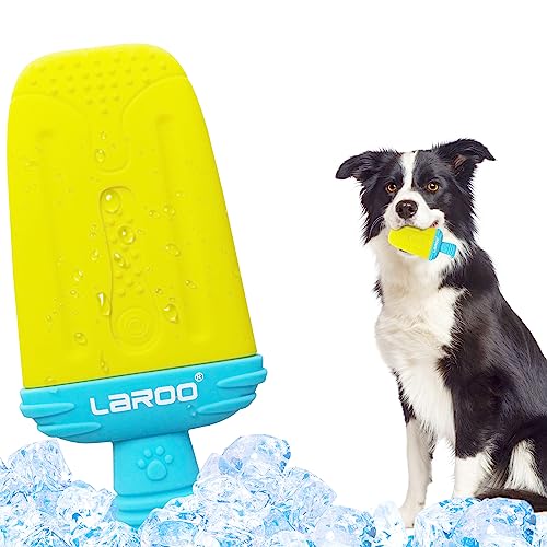 LaRoo Summer Dogs Kühlendes Spielzeug für Hunde, voll mit Wasser gefroren, Vorbeugung von Hitzschlag Kauspielzeug, Eis Pop Gelb von LaRoo