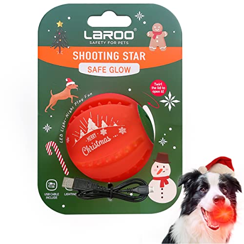 LaRoo Weihnachten Ball für Hunde,Hundespielzeug Silikon Leuchtendes LED Hundeball mit USB Wiederaufladbarem Glühen in der Dunkelheit Hundeball Zähne Reiniger Training Kugel für Hunde von LaRoo