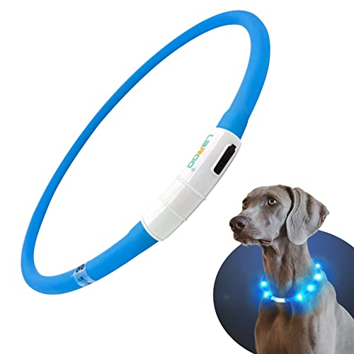 LaRoo LED Hundehalsband USB Wiederaufladbarer Night Safety Hundehalsband Leuchtend Halsband für Klein Mittleren Großen und Langhaarigen Hund -3 Modus von LaRoo