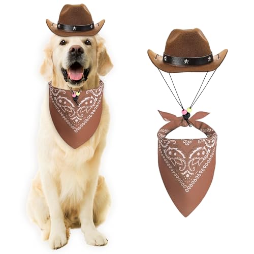 LaVenty Braun Hunde Cowboy Hüte Cowboyhut Bandana Hund Katze Sombrero Welpenhut HundKostüm Cosplay Haustier PartyDekoration LaVenty Braun Hunde Cowboy Hüte Cowboyhut Bandana Hund Katze Sombrero Welpenhut HundKostüm Cosplay Haustier PartyDekoration von LaVenty