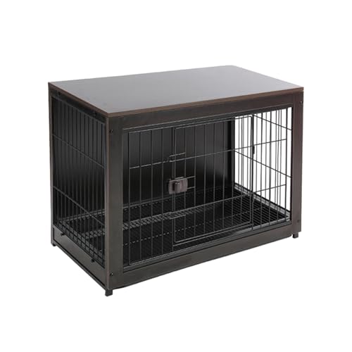 Hundebox-Möbel, Beistelltisch aus Holz, dekoratives, Robustes Hundehüttenmöbel für kleine und mittelgroße Hunde(Black,Small) von Labasuan