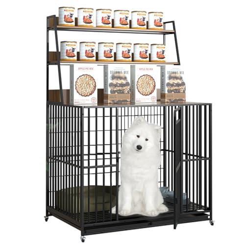 Hundehütte mit 3-lagigen Ablageflächen, robuste und robuste Hundehütte für den Innenbereich, mit Rädern, für große und mittelgroße Hunde(Large) von Labasuan