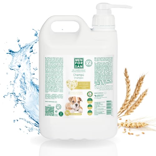 MENFORSAN Shampoo für Welpen mit Weizenkeimen | Stimuliert das Fellwachstum | Reizt die Augen des Hundes Nicht | Mit natürlichem Kollagen | Duftfrei | 5L MENFORSAN Shampoo für Welpen mit Weizenkeimen | Stimuliert das Fellwachstum | Reizt die Augen des Hundes Nicht | Mit natürlichem Kollagen | Duftfrei | 5L von Menforsan