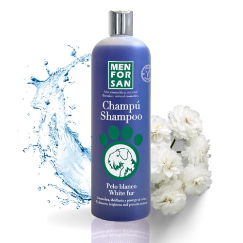 MENFORSAN Weißes Shampoo für Hunde | Farbintensivierung | Glanzverstärker | Entfernt Orangetöne | Tiefgehende Feuchtigkeitspflege | 1L von Menforsan