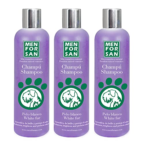 MENFORSAN White Hair Dog Shampoo 300ml Packung mit 3 Einheiten | Farbintensivierer mit neutralem pH-Wert, angepasst an den Hund MENFORSAN White Hair Dog Shampoo 300ml Packung mit 3 Einheiten | Farbintensivierer mit neutralem pH-Wert, angepasst an den Hund von Menforsan