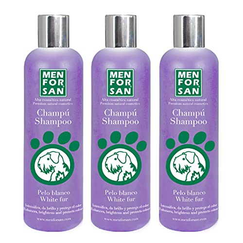 MENFORSAN White Hair Dog Shampoo 300ml Packung mit 3 Einheiten | Farbintensivierer mit neutralem pH-Wert, angepasst an den Hund von Menforsan