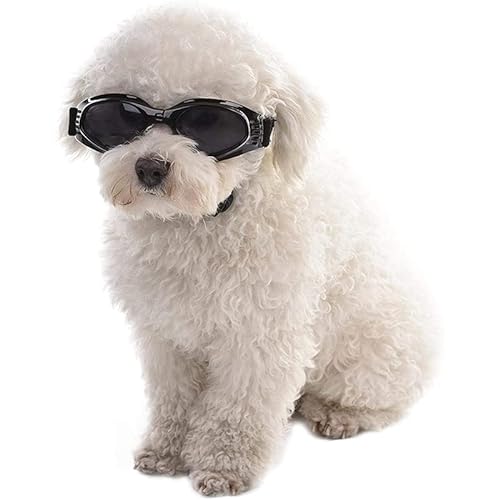 Haustierbrille Hund Sonnenbrille Hund Sonnenbrille Winddicht Welpen Brille Anti-Beschlag UV-Schutz Sonnenbrille Cosplay Foto Requisiten für Katze & kleine Hunde (Schwarz) von Labstandard
