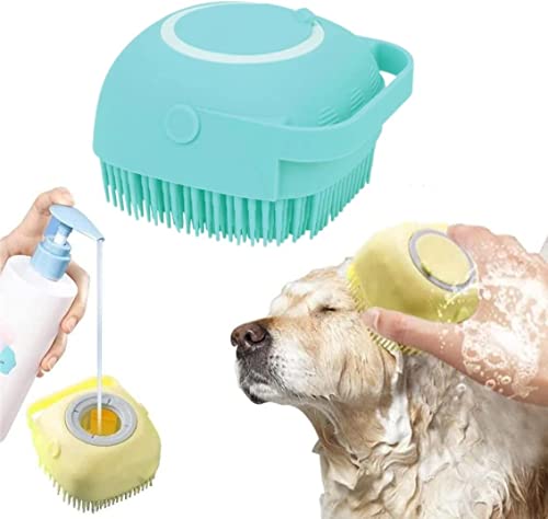 Hund Katze Bad Shampoo Bürste Bubble Brush für Baden Hunde Hundeseife Bürste mit Seifenspender Hund Dusche Bürste Silikon mit Loop Handle für Haustiere Hunde Katzen (Grün) von Labstandard