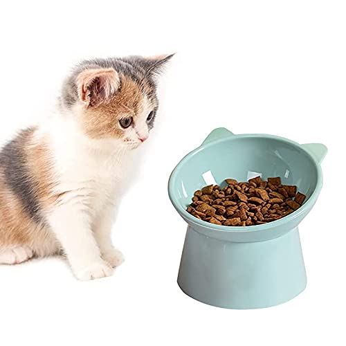 Katzennapf Erhöhter Katzenfutterschüssel Erhöhter Katzenfutterschüssel Ständer Futter Wasser Anti-Erbrechen Flacher Katzennapf mit rutschfester Matte Haustiernapf für alle Katzen (B Grün) von Labstandard