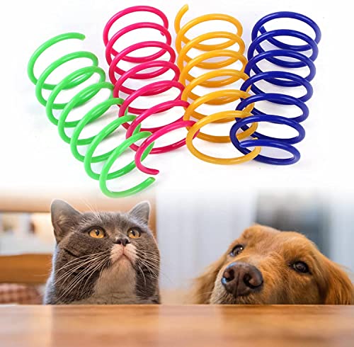 Labstandard Cat Spring Spielzeug für Katzen 100 Stück Interaktives Katzen Frühlingsspielzeug Kunststoff Spiralfedern Spirale Katzen Spielzeug Breit Bunte Spiralfedern Spring Spirale für Katze Hund von Labstandard