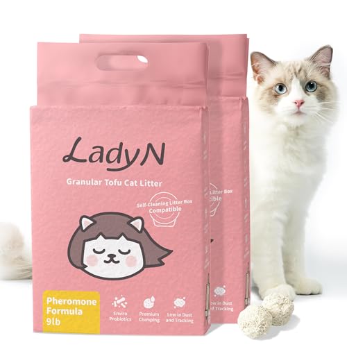 Lady N Cat Attract Tofu Streu - Natürliche Lockstoff-Formel für Katzentoiletten-Training, Beruhigendes Pheromon für Mehrkatzenhäuser, Granulat Mini-Pellet-Form für Selbstreinigende Box, 8,2 kg von Lady N