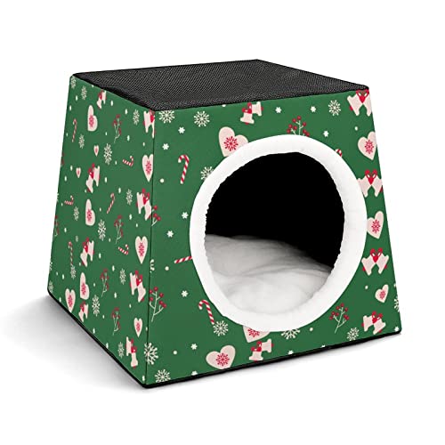 Bedruckte Katzenhäuser & Katzenhöhle Süß Faltbarer Katzenwürfel Katzenbett Katzensofa mit Abnehmbarem Kissen Grün dekorativ von LafalPer