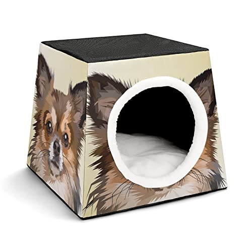 Bedruckte Katzenhäuser & Katzenhöhle Süß Faltbarer Katzenwürfel Katzenbett Katzensofa mit Abnehmbarem Kissen Hund Tier von LafalPer