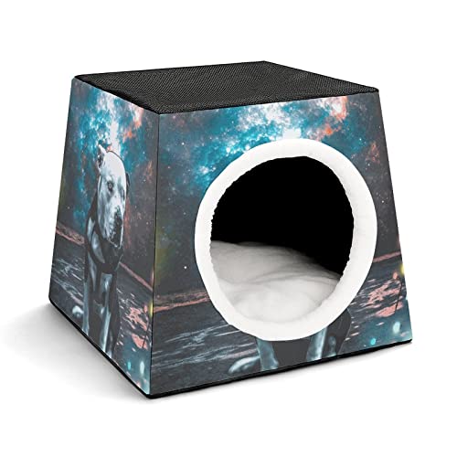 Bedruckte Katzenhäuser & Katzenhöhle Süß Faltbarer Katzenwürfel Katzenbett Katzensofa mit Abnehmbarem Kissen Planet Hund von LafalPer