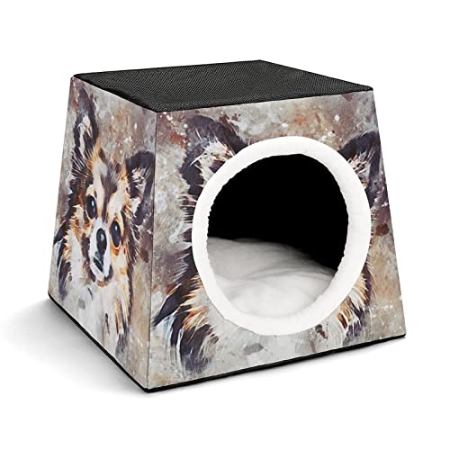 Bedruckter Katzenwürfel Haustier Haus für Katzen Indoor Katzenhöhle Katzenbett Hundehütte Waschbar Winterfest Hund-Ölgemälde von LafalPer