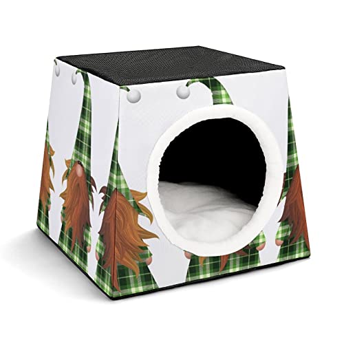 Haustier Haus Sofa Bedrucktes Katzenhaus Katzenbett Indoor Katzenwürfel für Kleine Hunde Kitty Stabil und Warm Elfen Grün von LafalPer