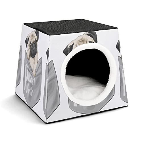 Mode Katzenhöhle für Katzen Hunde Kleintiere Faltbares Katzenhaus Katzenbett Katzensofa mit Flauschiges Kissen Bulldog-Tasche von LafalPer