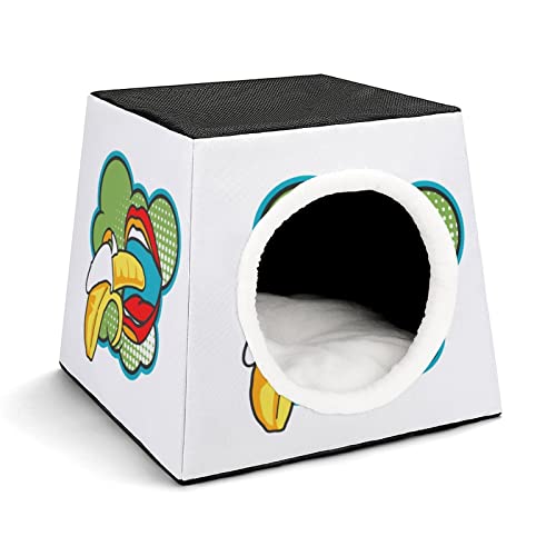 Personalisiertes Katzenhaus Katzenbett Bedruckte Katzenwürfel Katzenhöhle für Kleintiere mit Abnehmbarem Matte Bananenmund von LafalPer