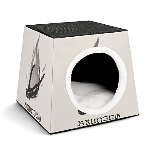 Personalisiertes Katzenhaus Katzenbett Bedruckte Katzenwürfel Katzenhöhle für Kleintiere mit Abnehmbarem Matte Brennendes Skelett von LafalPer