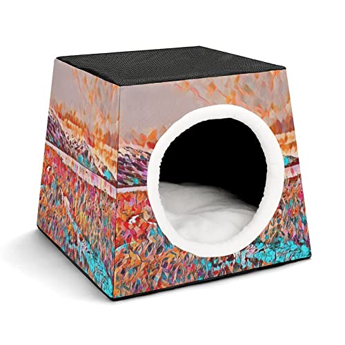 Personalisiertes Katzenhaus Katzenbett Bedruckte Katzenwürfel Katzenhöhle für Kleintiere mit Abnehmbarem Matte Bunte Feuermalerei von LafalPer