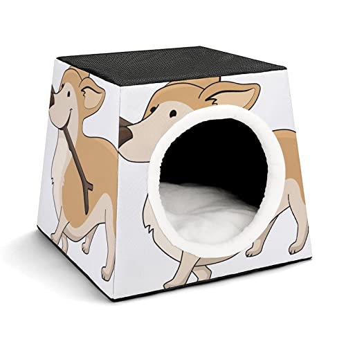 Personalisiertes Katzenhaus Katzenbett Bedruckte Katzenwürfel Katzenhöhle für Kleintiere mit Abnehmbarem Matte Cartoon-Hund-Zweig von LafalPer