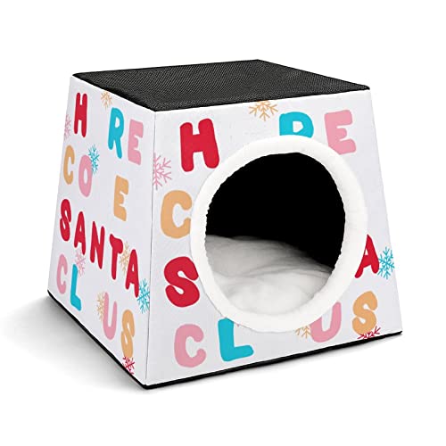 Personalisiertes Katzenhaus Katzenbett Bedruckte Katzenwürfel Katzenhöhle für Kleintiere mit Abnehmbarem Matte Der Weihnachtsmann kommt von LafalPer