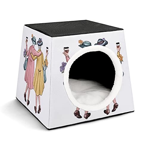 Personalisiertes Katzenhaus Katzenbett Bedruckte Katzenwürfel Katzenhöhle für Kleintiere mit Abnehmbarem Matte Freundschaft Frauen von LafalPer