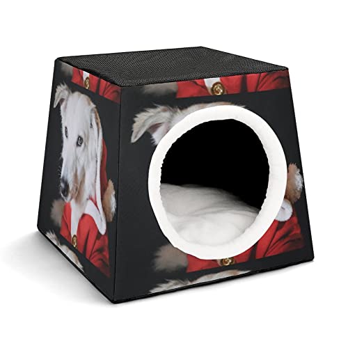 Personalisiertes Katzenhaus Katzenbett Bedruckte Katzenwürfel Katzenhöhle für Kleintiere mit Abnehmbarem Matte Hund Weihnachtsmütze von LafalPer