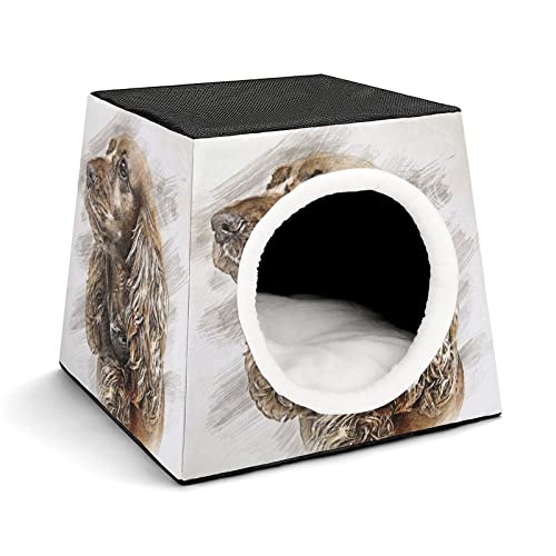 Personalisiertes Katzenhaus Katzenbett Bedruckte Katzenwürfel Katzenhöhle für Kleintiere mit Abnehmbarem Matte Hund freut Sich von LafalPer