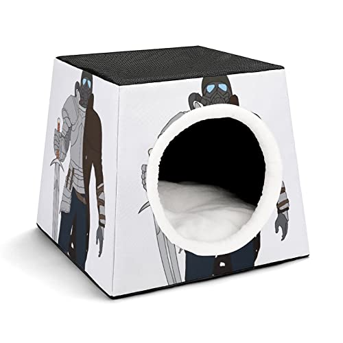 Personalisiertes Katzenhaus Katzenbett Bedruckte Katzenwürfel Katzenhöhle für Kleintiere mit Abnehmbarem Matte Maskierter Mörder von LafalPer