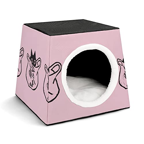 Personalisiertes Katzenhaus Katzenbett Bedruckte Katzenwürfel Katzenhöhle für Kleintiere mit Abnehmbarem Matte Rosa Tasche Katze von LafalPer