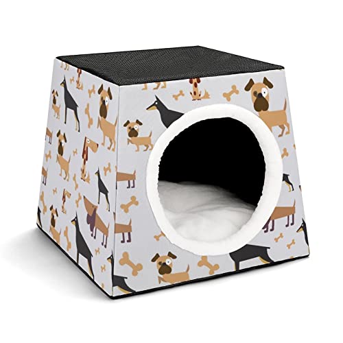Personalisiertes Katzenhaus Katzenbett Bedruckte Katzenwürfel Katzenhöhle für Kleintiere mit Abnehmbarem Matte Seltener Hund Grau von LafalPer