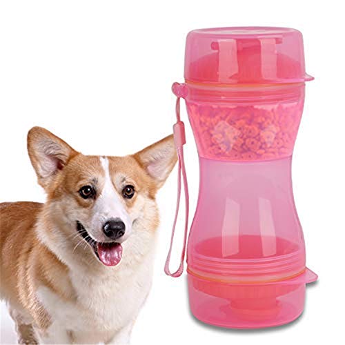 LahAd Hundewasserflaschen Reise Hund Wasserflasche Hund Trinkflasche auslaufsicher Hund Trinkflasche Hund Trinkflasche mit Napf rosa von LahAd