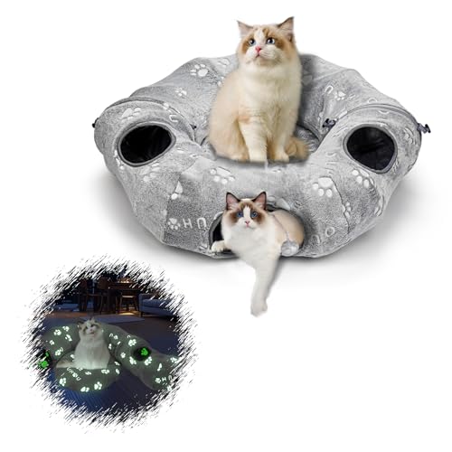 Katzentunnelbett für Indoor-Katzen, Donut-Röhren, verstellbare Form, waschbares Kreiskissen, Spielbälle und Löcher, selbstleuchtendes Katzenspielzeug Katzentunnelbett für Indoor-Katzen, Donut-Röhren, verstellbare Form, waschbares Kreiskissen, Spielbälle und Löcher, selbstleuchtendes Katzenspielzeug von Lahas