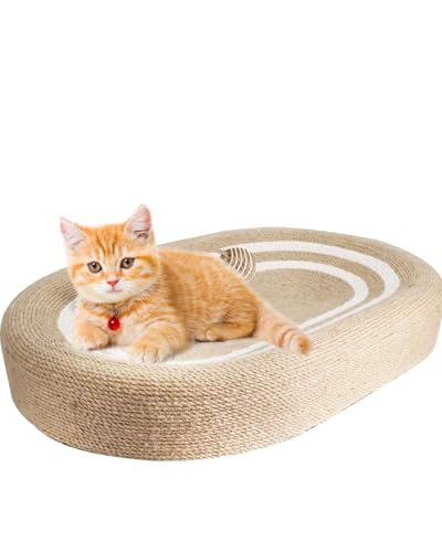 LaifuTu kratzbretter Katze, 60x40x9 kratzbretter Katze, Katzenbett, Sisal-Katzenbett, katzenspielzeug, kratzpappe für Katzen Katzenkratzbrett mit Ballspielzeug von LaifuTu