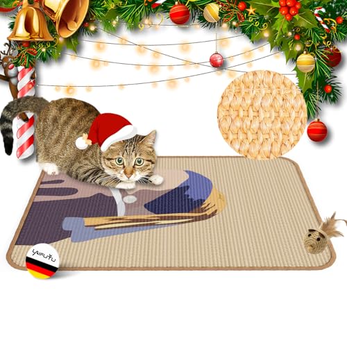 LaifuTu Kratzmatte Katze 60×40CM, Katzen Kratzmatte mit Mausspielzeug, Natürliche Sisal Teppich Katzen, Widerstandsfähig rutschfest Kratzteppich Katze, Kratzmatte für Schützt Teppiche und Sofas LaifuTu Kratzmatte Katze 60×40CM, Katzen Kratzmatte mit Mausspielzeug, Natürliche Sisal Teppich Katzen, Widerstandsfähig rutschfest Kratzteppich Katze, Kratzmatte für Schützt Teppiche und Sofas von LaifuTu