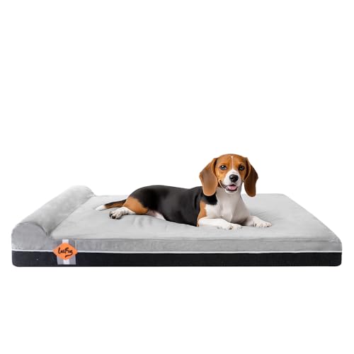 Laifug Orthopädisches Hundebett aus Memory-Schaum, extra groß, mit Kissen und strapazierfähigem, wasserdichtem Innenfutter, abnehmbarem, waschbarem Bezug und intelligentem Design (Größe L (101,6 x von Laifug