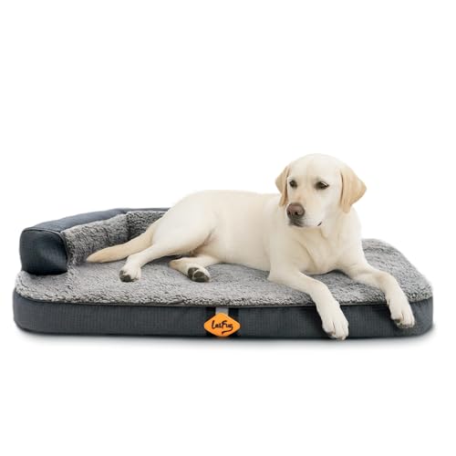 Laifug Orthopädisches Hundebett aus Memory-Schaum, wasserdichtes Haustier-Sofabett mit abnehmbarem und waschbarem Bezug, rutschfester Unterseite und Stützschaum – ideal für ältere Hunde, arthritische von Laifug
