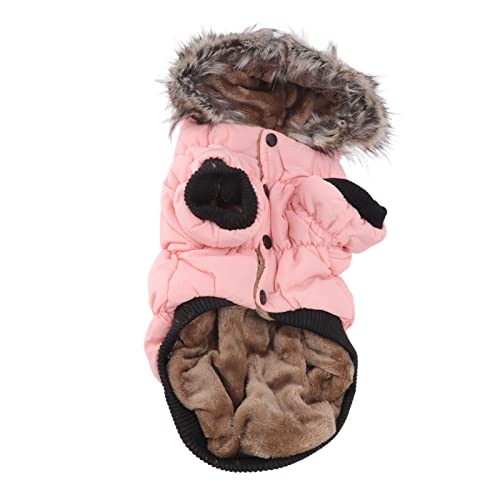 Laihua Welpen-Daunenjacke, weicher, süßer Hunde-Wintermantel, rosa, zweibeinig, für kaltes Wetter XL von Laihua