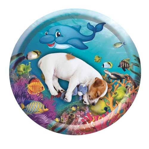 Hundewasserbett, wassersensorische Spielmatte für Katzen - Haustier-Wasser-Sensor-Bettmatte | Aufblasbare Wasserspielmatte, Haustier-Kühlbett, runde Wasser-Sensor-Unterlage für kleine Hunde, Meerschwe Hundewasserbett, wassersensorische Spielmatte für Katzen - Haustier-Wasser-Sensor-Bettmatte | Aufblasbare Wasserspielmatte, Haustier-Kühlbett, runde Wasser-Sensor-Unterlage für kleine Hunde, Meerschwe von Lainiaoly
