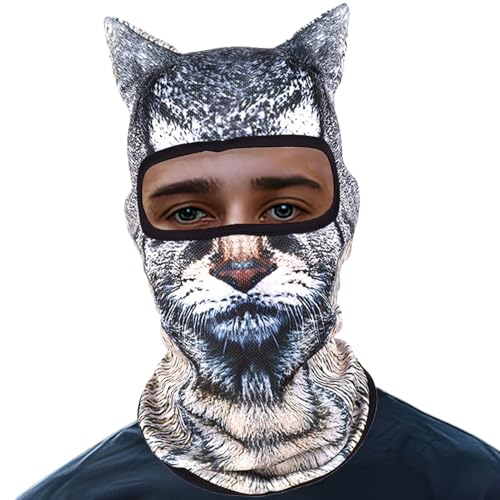 Katzen Skimaske, Katzenski -Maske Dehnbare Volle Gesichts -Katzen -Gesichtsmaske Mit 3D -niedlichen Tiermustern Atmungsaktiv Und Komfortable Ski -Gesichtsmaske Für Ski -Snowboard -Schneemobile von Lainiaoly