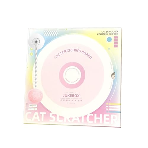 Lainiaoly Retro-Schallplatten-Katzenkratzbrett, Katzenkratzbrett Aus Pappe Mit Federschwingball, Dekorativer Katzenminzenkratzer, Möbelschutz Vor Katzenkratzern von Lainiaoly