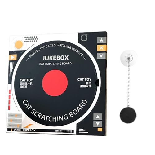 Lainiaoly Retro-Schallplatten-Katzenkratzbrett, Katzenkratzbrett Aus Pappe Mit Federschwingball, Dekorativer Katzenminzenkratzer, Möbelschutz Vor Katzenkratzern Lainiaoly Retro-Schallplatten-Katzenkratzbrett, Katzenkratzbrett Aus Pappe Mit Federschwingball, Dekorativer Katzenminzenkratzer, Möbelschutz Vor Katzenkratzern von Lainiaoly