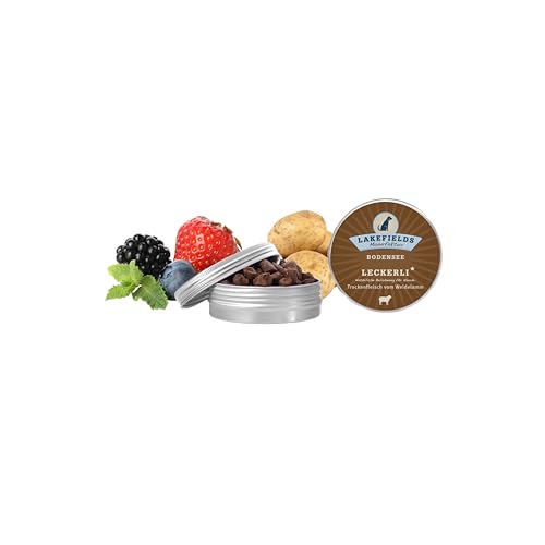Lakefields - Hundeleckerli Trockenfleischstreifen vom Weidelamm, Hundesnack mit 90% Lammfleisch, getreidefreie & gesunde Leckerlies, ideal als Trainingsleckerli, schonend gebacken, 1 x 50g von Lakefields