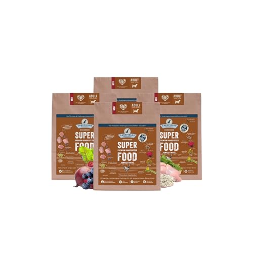 Lakefields - Superfood für Hunde - Premium Hundefutter trocken, Huhn 61%, getreidefreies Trockenfutter für kleine Hunde mit Hühnerfleisch & Roter Beete, von Tierärzten entwickelt, 4 x 1kg von Lakefields