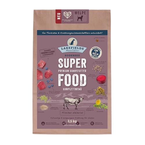Lakefields - Superfood für Hunde - Premium Welpenfutter trocken, Rind 60%, getreidefreies Hundefutter trocken mit Rindfleisch & Roter Beete, von Tierärzten entwickelt, 1 x 2,5kg von Lakefields
