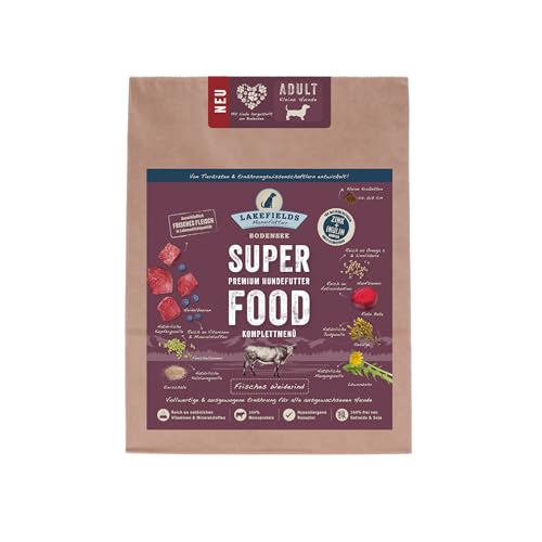 Lakefields - Superfood für Hunde - Premium Hundefutter trocken, Rind 60%, getreidefreies Trockenfutter für kleine ausgewachsene Hunde mit Rindfleisch & Rote Beete, von Tierärzten entwickelt, 1 x 1kg von Lakefields