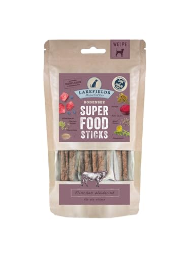 Lakefields - Superfood Sticks - Hunde Leckerlis vom Weiderind, Hundesnack mit 60% Rindfleisch, getreidefreie & gesunde Leckerlies, ideal als Trainingsleckerli, schonend gebacken, 1 x 130g von Lakefields