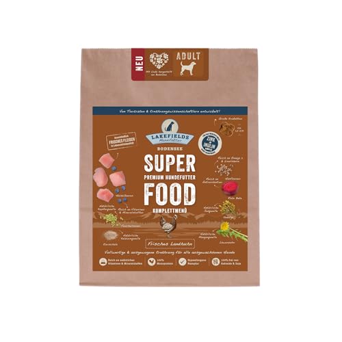 Lakefields - Superfood für Hunde - Premium Hundefutter trocken, Huhn 61%, getreidefreies Trockenfutter für ausgewachsene Hunde mit Hühnerfleisch & Roter Beete, von Tierärzten entwickelt, 1 x 1kg von Lakefields
